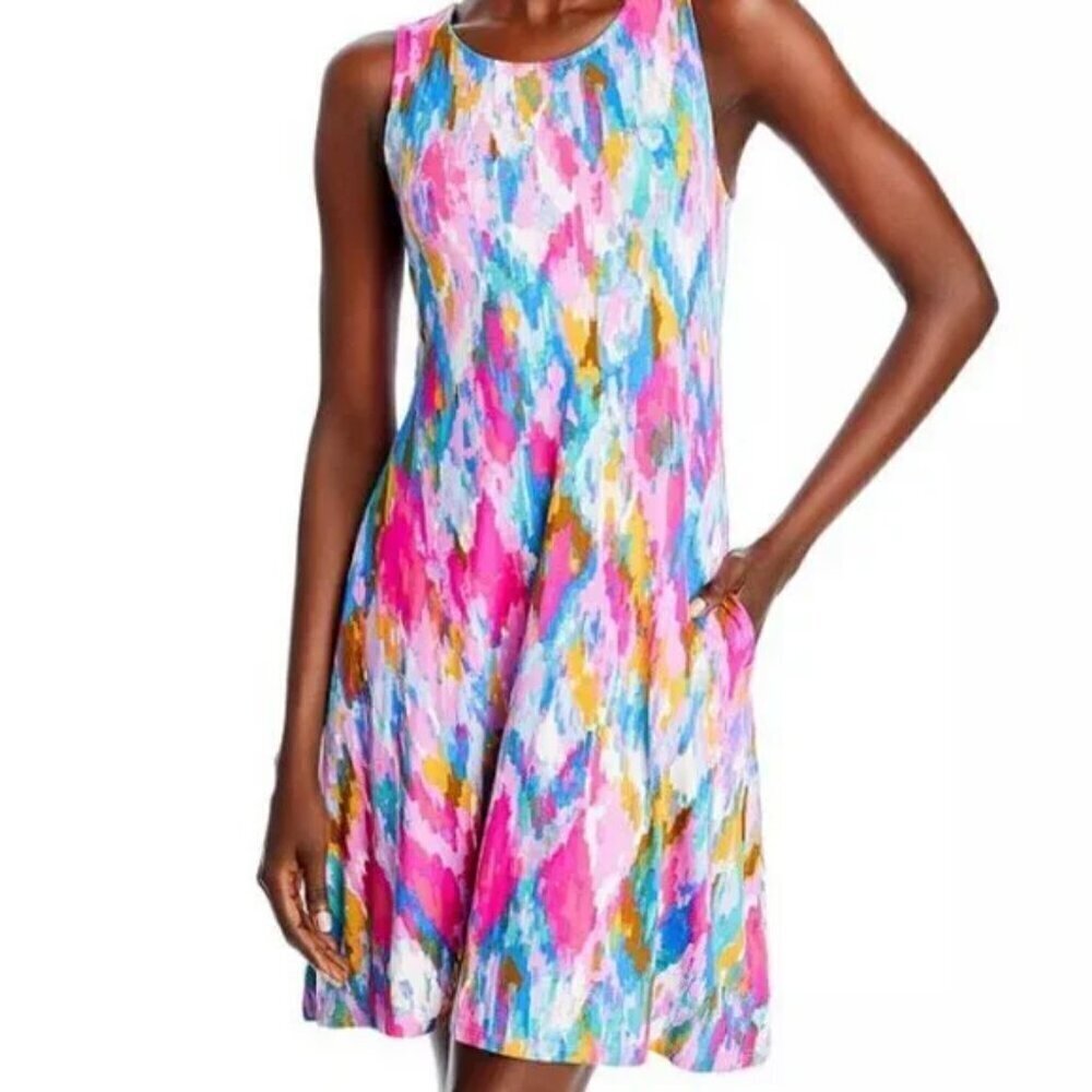 Cupio Size Unknown, Stamped Trapeze Pocket Sleeveless Swing Dress Exc. Used Cond